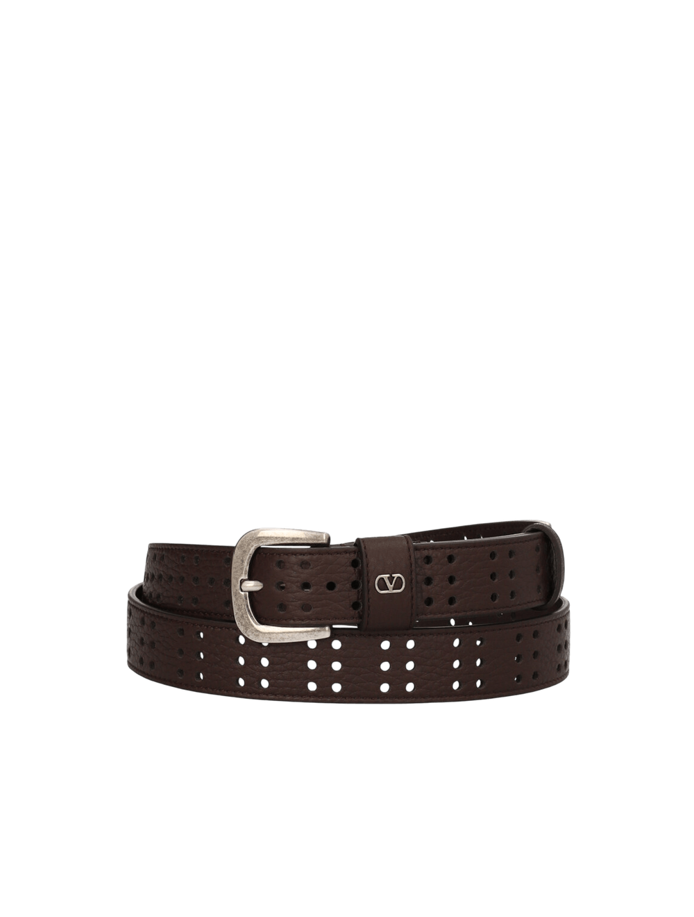 Mini Vlogo Signature Perforated Deer Calf Leather Belt