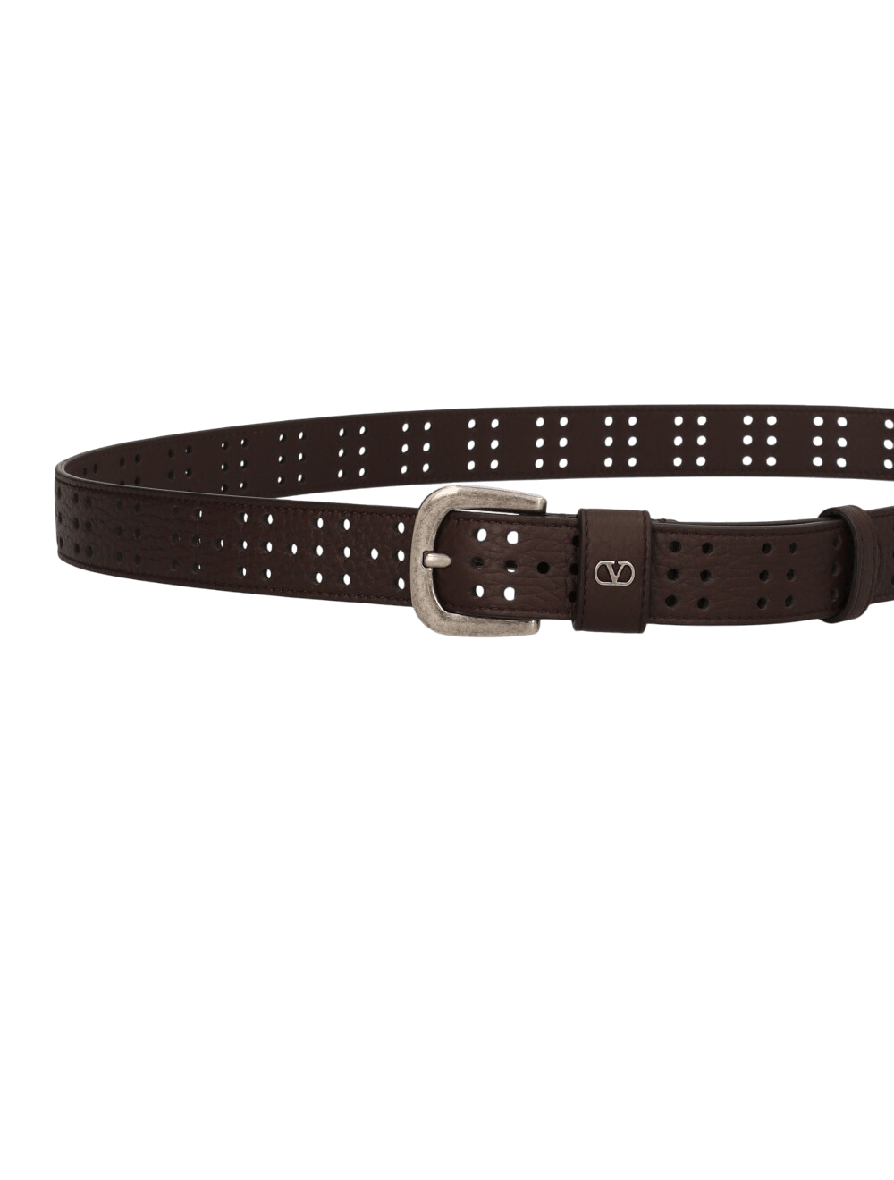 Mini Vlogo Signature Perforated Deer Calf Leather Belt